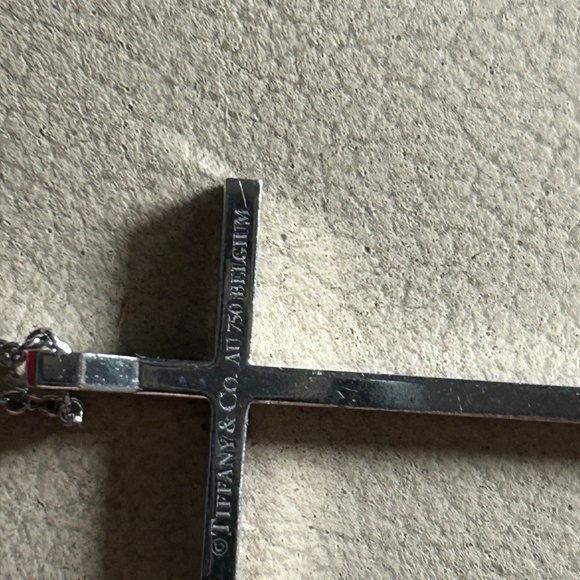 Tiffany & Co 18k white gold and diamonds cross with necklace - Picture 5 of 9
